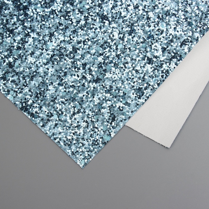 Лист для творчества иск.кожа Лист для творчества иск.кожа "Крупные блёстки" светло-голубой лист 33х20 см толщина 0,84 мм