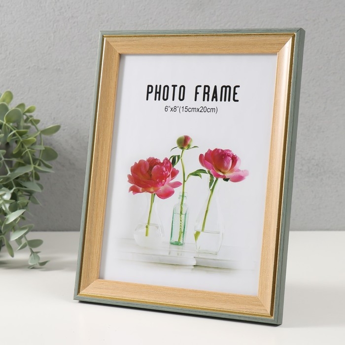 Фоторамка пластик 15х20 см Фоторамка пластик 15х20 см "Дерево с золотой каймой" 17,6х22,6 см