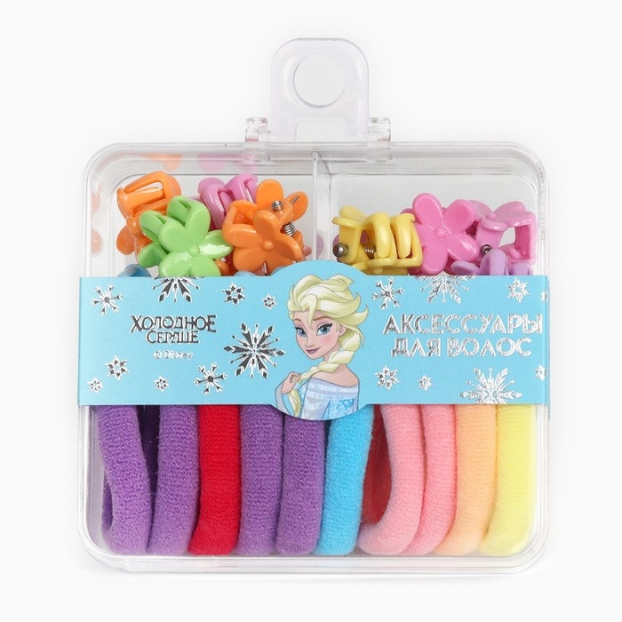 Набор подарочный, резинка для волос 10 шт, заколка крабик 12 шт, Холодное сердце Набор подарочный, резинка для волос 10 шт, заколка крабик 12 шт, Холодное сердце