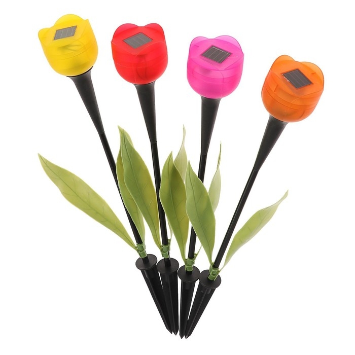 Садовый светильник на солнечной батарее «Тюльпан», 6 × 38 × 6 см, 1 LED, свечение белое Садовый светильник на солнечной батарее «Тюльпан», 6 × 38 × 6 см, 1 LED, свечение белое