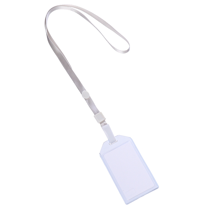 Бейдж вертикальный 54 х 85 мм, ErichKrause, длинна ленты 40 см, прозрачный корпус, текстильная лента, цвет микс