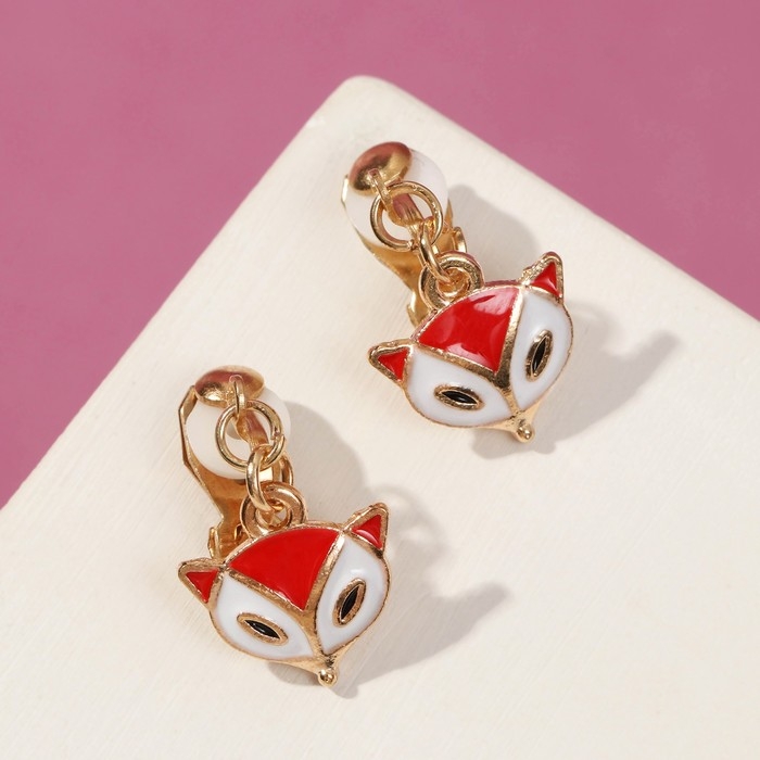 Клипсы детские «Выбражулька» лисичка, цвет бело-оранжевый в золоте Клипсы детские «Выбражулька» лисичка, цвет бело-оранжевый в золоте