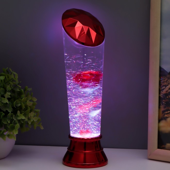 Лава-лампа Лава-лампа "Роза" LED от батареек 3хАА USB красный 7,5х6,5х25см