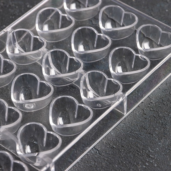 Форма для конфет и шоколада KONFINETTA «Сердца», 27,5×13,5 см, 21 ячейка 2×3 см, цвет прозрачный Форма для конфет и шоколада KONFINETTA «Сердца», 27,5×13,5 см, 21 ячейка 2×3 см, цвет прозрачный