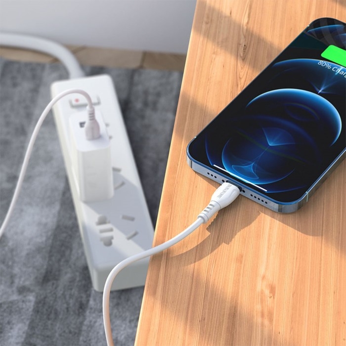 Кабель Borofone BX51, Type-C - Lightning, 2.4 А, 1 м, PVC оплётка, белый Кабель Borofone BX51, Type-C - Lightning, 2.4 А, 1 м, PVC оплётка, белый