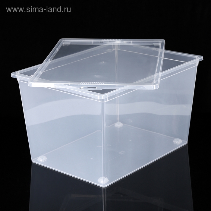 Ящик для хранения с крышкой, 50 л, 53×38×30 см, цвет прозрачный Ящик для хранения с крышкой, 50 л, 53×38×30 см, цвет прозрачный