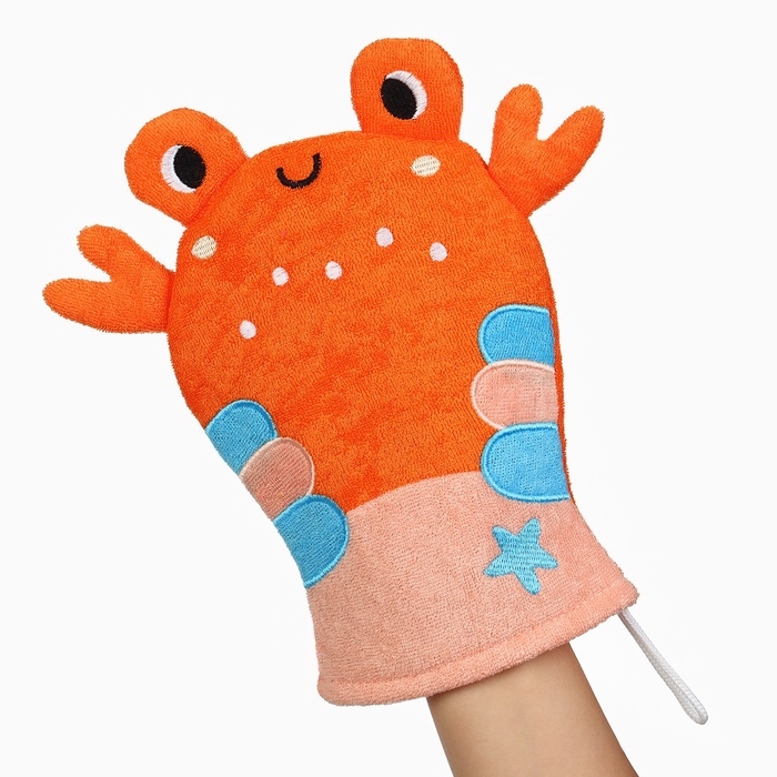 Детская мочалка для купания «Крабик», махра Детская мочалка для купания «Крабик», махра