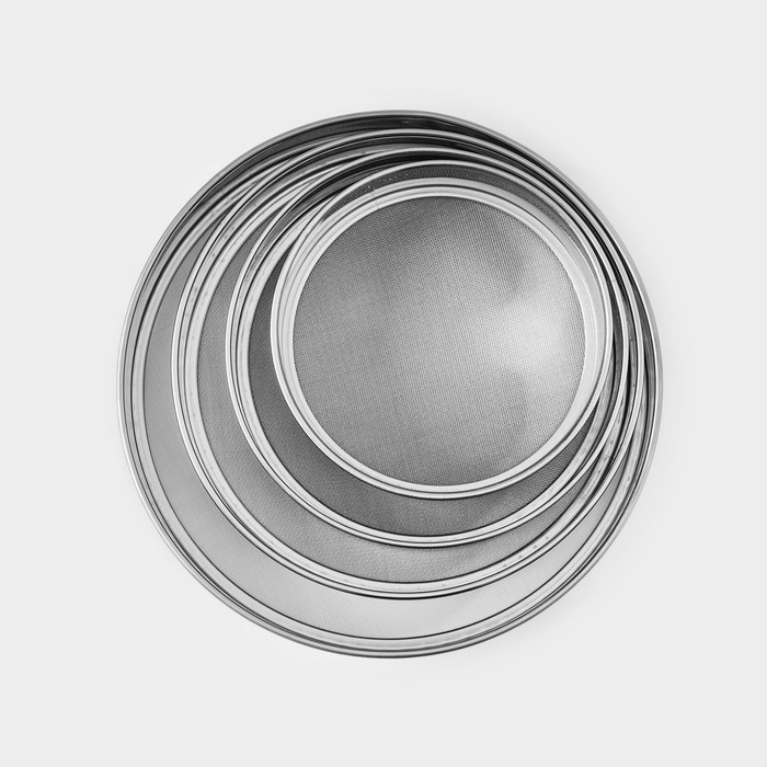 Набор сит Доляна «Металлик», 4 шт, d=15/18/20,5/24 см, цвет серебристый Набор сит Доляна «Металлик», 4 шт, d=15/18/20,5/24 см, цвет серебристый