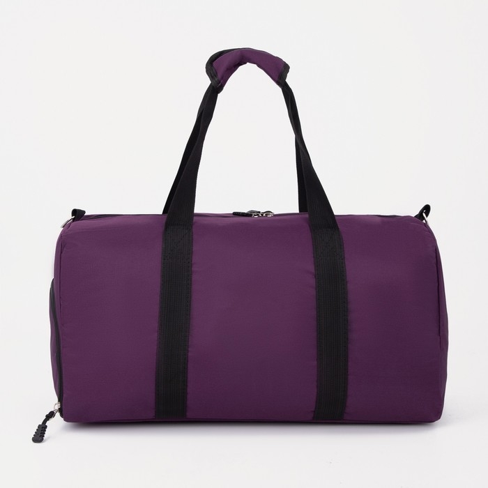 Сумка спортивная женская на молнии, отдел для обуви, наружный карман, средний размер, цвет фиолетовый