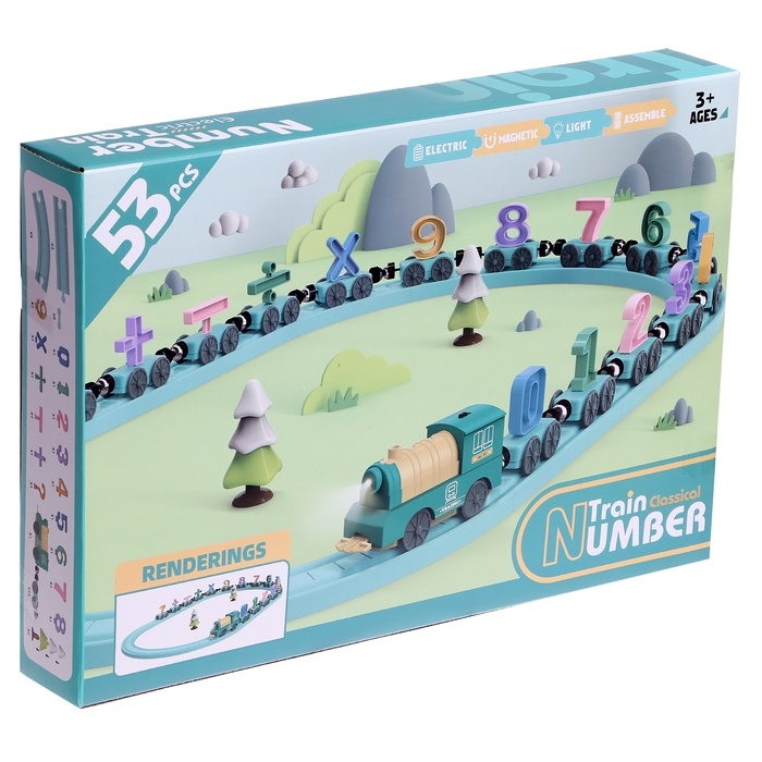 Железная дорога «Числовой поезд», детская, магнитное соединение, работает от батареек Железная дорога «Числовой поезд», детская, магнитное соединение, работает от батареек
