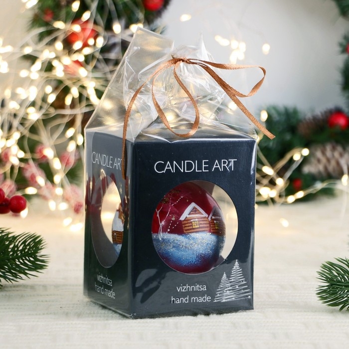 Ёлочный шар d-8 см Ёлочный шар d-8 см "Часовня в зимней деревушке" ручная роспись