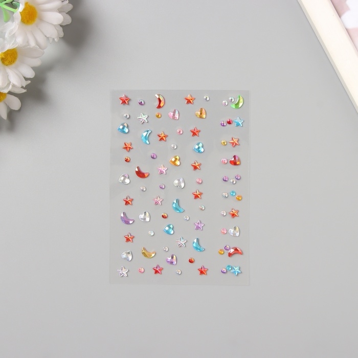 Наклейка пластик стразы Наклейка пластик стразы "Россыпь" цветная 11х7,8 см