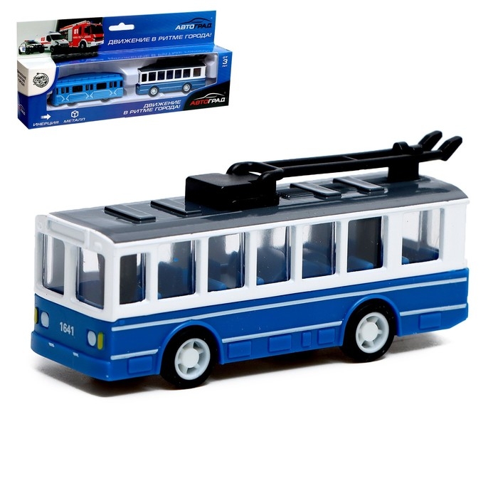 Набор металлический «Городской транспорт», троллейбус + электричка, инерционный, масштаб 1:64 Набор металлический «Городской транспорт», троллейбус + электричка, инерционный, масштаб 1:64