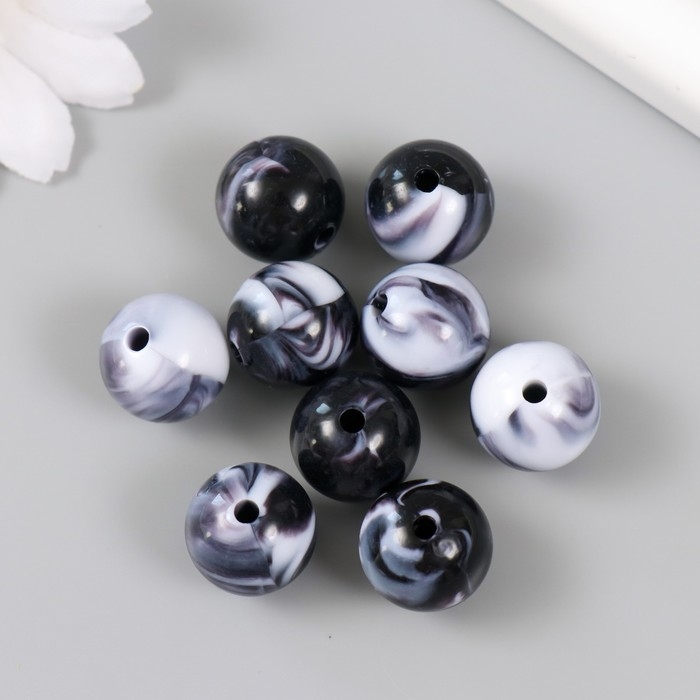 Бусины для творчества пластик Бусины для творчества пластик "Разводы краски. Чёрные" d=1,6 см набор 20 гр