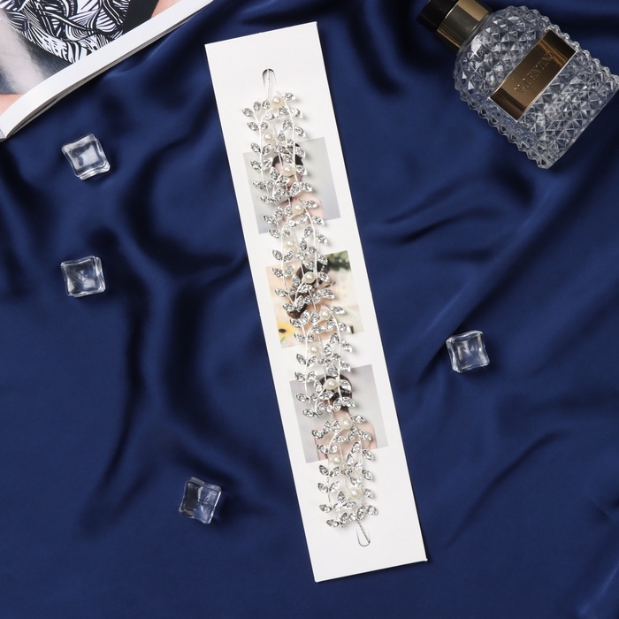 Аксессуар для волос  Аксессуар для волос "Леона" веточки, 26 см, серебро