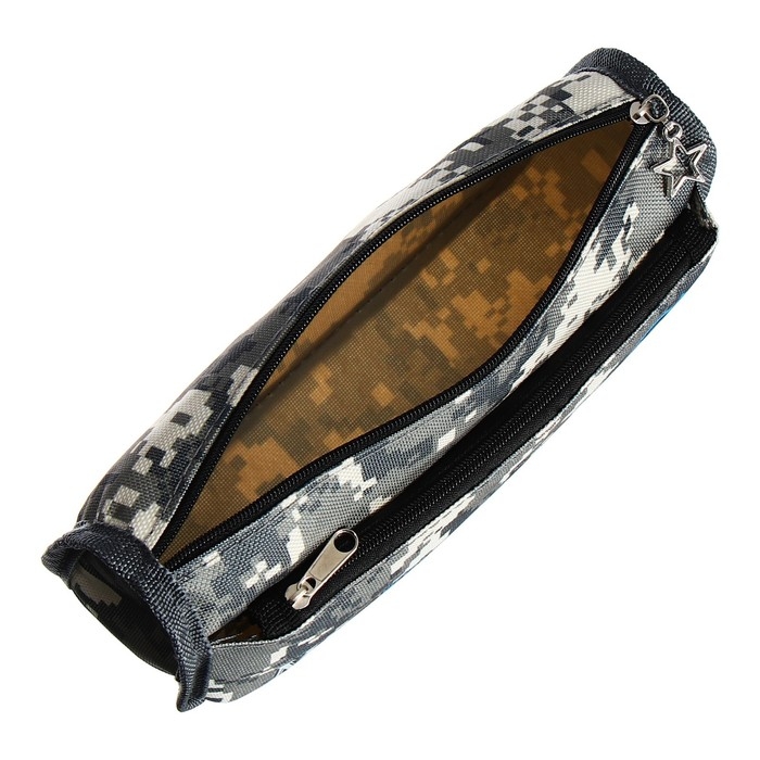 Пенал мягкий 2 отделения, 80 х 210 х 65 мм, объёмный, Calligrata Пенал мягкий 2 отделения, 80 х 210 х 65 мм, объёмный, Calligrata "Миллитари", зелёный