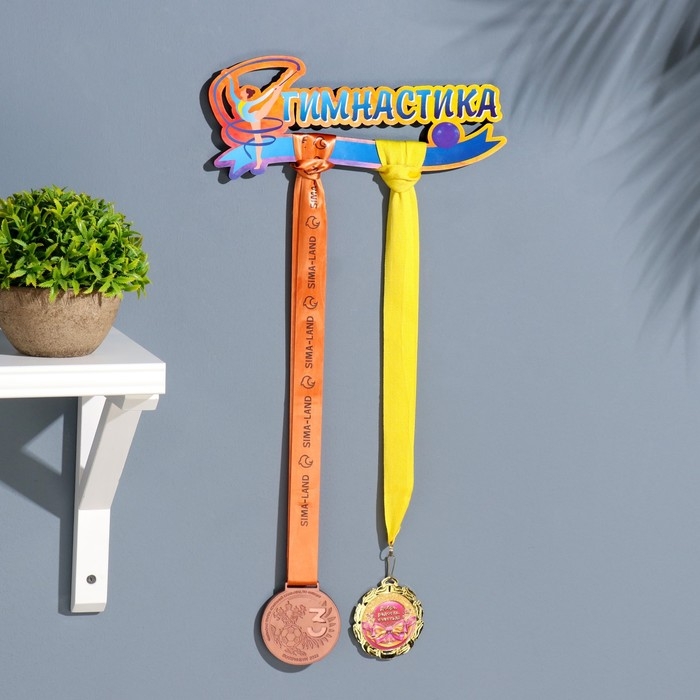 Медальница с наклейкой  Медальница с наклейкой "Гимнастика" 26х12х0,6 см