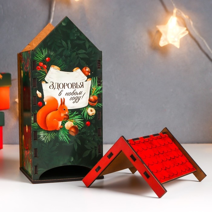 Новогодний чайный домик Новогодний чайный домик "Белочка" 20х10,5х9,5 см