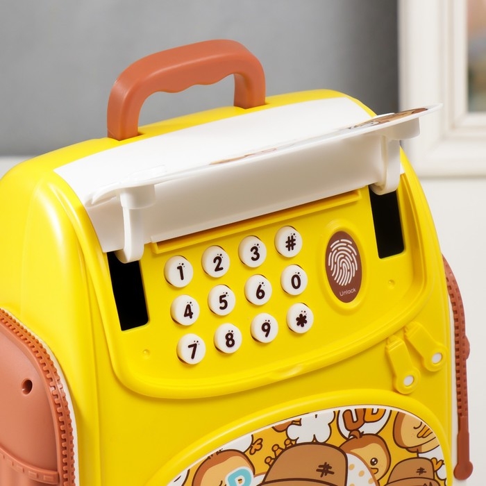 Копилка пластик Копилка пластик "Рюкзак с утёнком" кодовый замок, звук АА 18х10х19,8 см