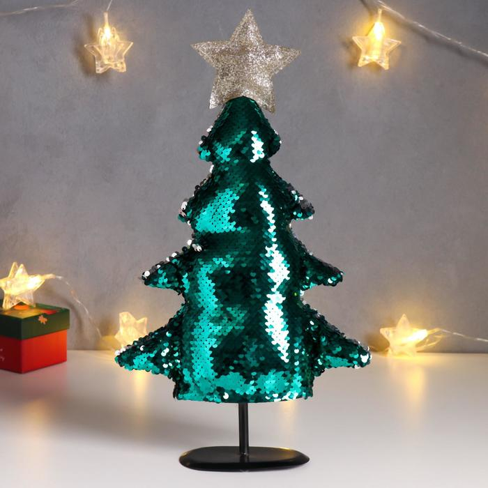 Кукла интерьерная Кукла интерьерная "Ёлочка с серебристо-зелёными пайетками, с золотой звездой" 40х19х24 см