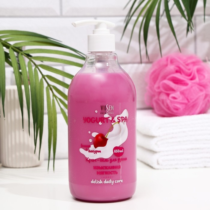 Крем-гель для душа Vilsen YOGURT & SPA «Изысканная мягкость», вишня + йогурт, 650 мл Крем-гель для душа Vilsen YOGURT & SPA «Изысканная мягкость», вишня + йогурт, 650 мл