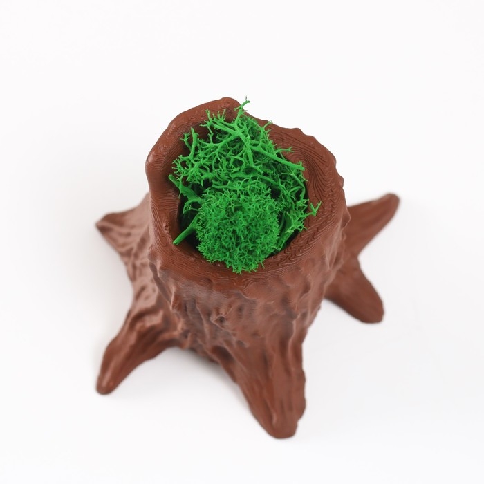 Кашпо бетонное Кашпо бетонное "Пенек" 7,5х8,5х7 см темно-коричневый со мхом (мох зелен стабилизированный)