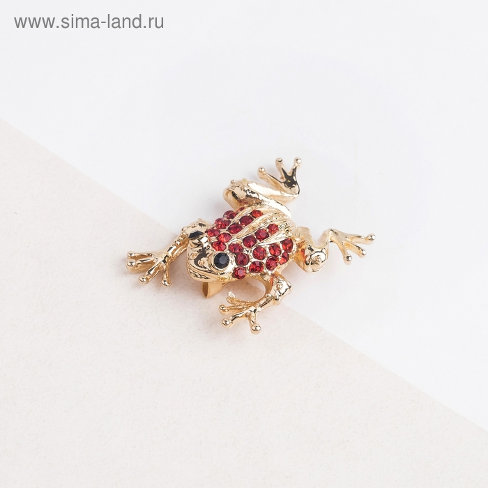 Брошь «Лягушка» путешественница, цвет красный в золоте Брошь «Лягушка» путешественница, цвет красный в золоте
