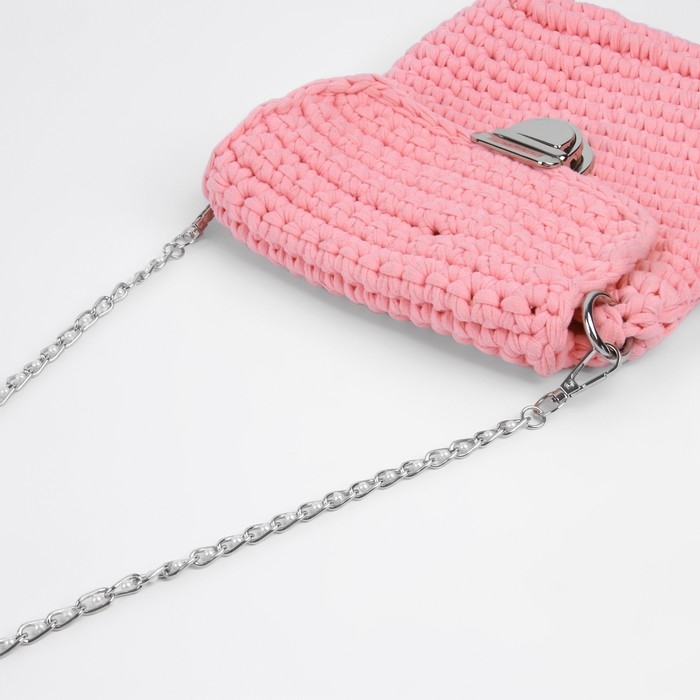 Цепочка с жемчугом для сумки, с карабинами, 7 × 13 мм, d = 4 мм, 60 см, цвет серебряный