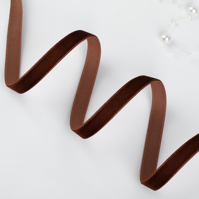 Лента бархатная, 10 мм, 18 ± 1 м, цвет коричневый №119 Лента бархатная, 10 мм, 18 ± 1 м, цвет коричневый №119