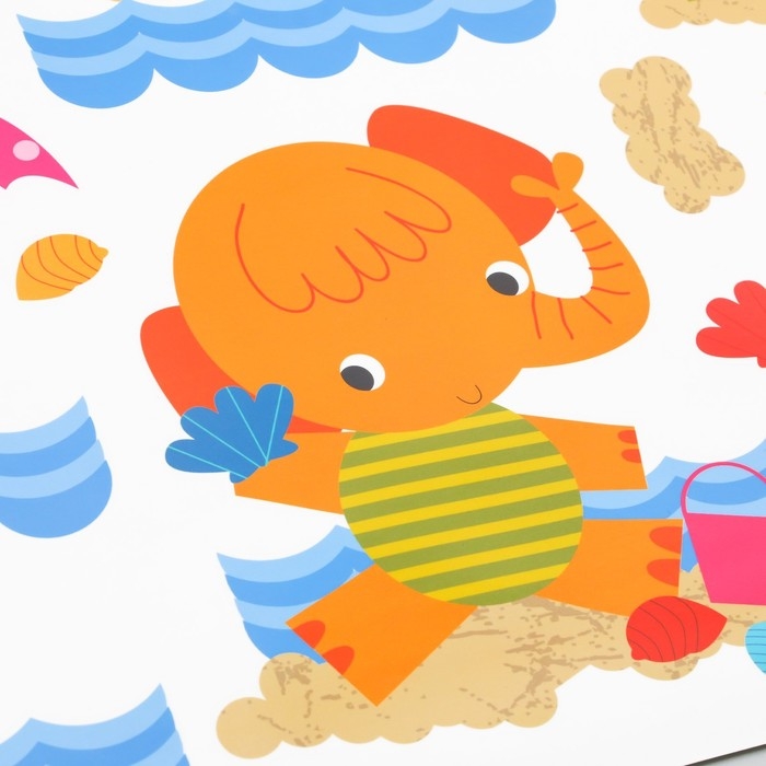 Наклейка пластик интерьерная цветная ростомер  Наклейка пластик интерьерная цветная ростомер "Слонята" 60x90