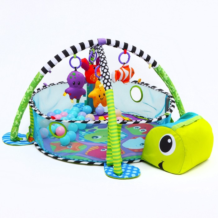 Развивающий коврик 3 в 1 «Черепаха», 68x68 см, 30 цветных шариков, 4 игрушки, Крошка Я Развивающий коврик 3 в 1 «Черепаха», 68x68 см, 30 цветных шариков, 4 игрушки, Крошка Я