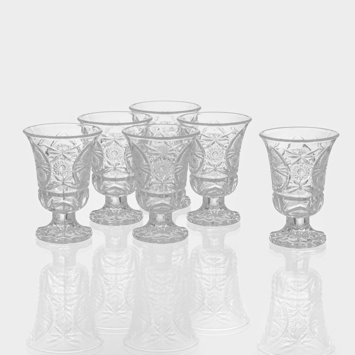 Набор рюмок стеклянных «Ледяная звезда», 40 мл, 5,5×7,5 см, 6 шт Набор рюмок стеклянных «Ледяная звезда», 40 мл, 5,5×7,5 см, 6 шт