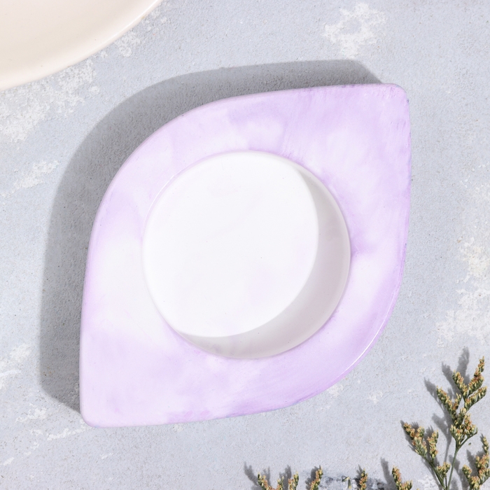 Подсвечник Подсвечник "Глаз. Мрамор" из гипса, 14,5х9,5х2см,мрамор с фиолетовыми полосками