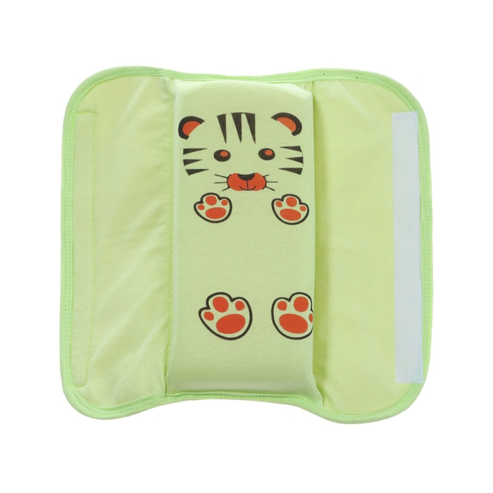 Подушка на ремень безопасности Подушка на ремень безопасности "Тигренок", салатовая с оранжевыми лапками