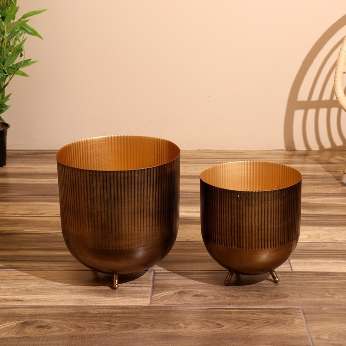 Кашпо  Кашпо "Голди" металл (набор 2 шт), диаметр 30 и 26 см