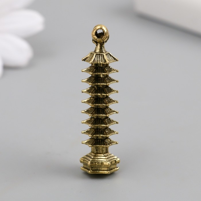 Сувенир металл подвеска  Сувенир металл подвеска "Пагода 9 ярусов" 5х1,5х1,5 см