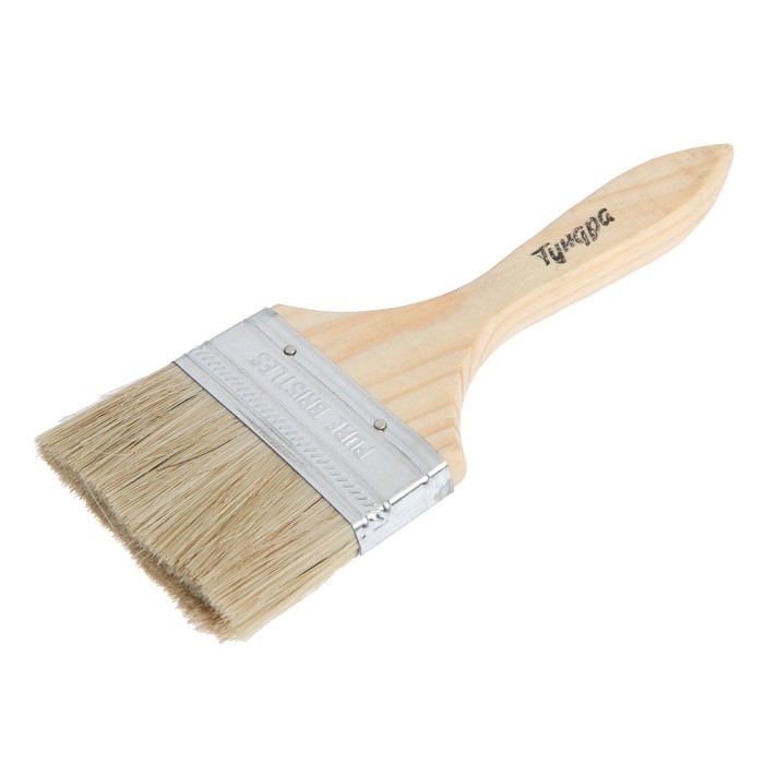 Кисть плоская ТУНДРА, смешанная щетина, деревянная рукоятка, 3 Кисть плоская ТУНДРА, смешанная щетина, деревянная рукоятка, 3", 75 мм