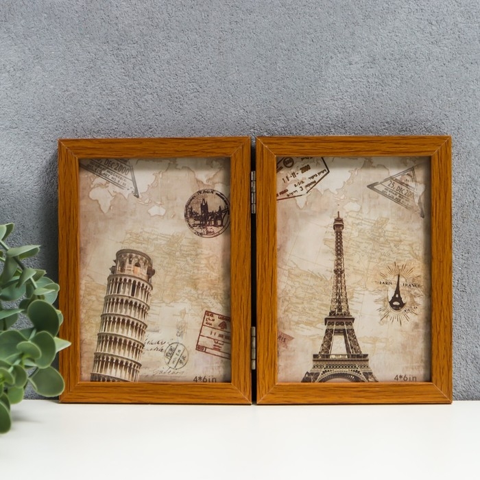 Фоторамка МДФ на 2 фото 10х15 см  Фоторамка МДФ на 2 фото 10х15 см "Сосна" 16х3х23,5 см