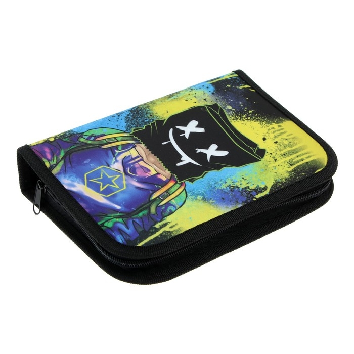 Пенал 3 секции, вкладка внутри, 140 х 210 х 40 мм, тканевый, Calligrata TOP Block Пенал 3 секции, вкладка внутри, 140 х 210 х 40 мм, тканевый, Calligrata TOP Block "Маска"