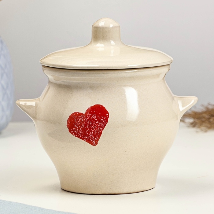 Горшок керамический для запекания №6, 0,65л / 12х12см, валентинка Горшок керамический для запекания №6, 0,65л / 12х12см, валентинка
