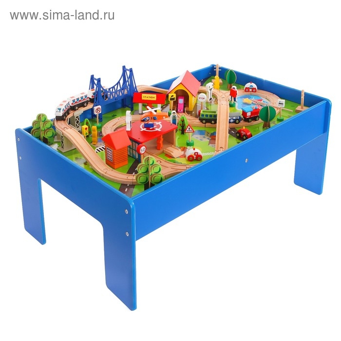 Железная дорога, 88 элементов, стол в комплекте Железная дорога, 88 элементов, стол в комплекте