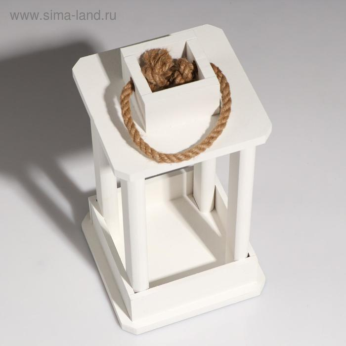 Кашпо деревянное  Кашпо деревянное "Фонарь", ручка верёвка, белый, 16×16×30 см