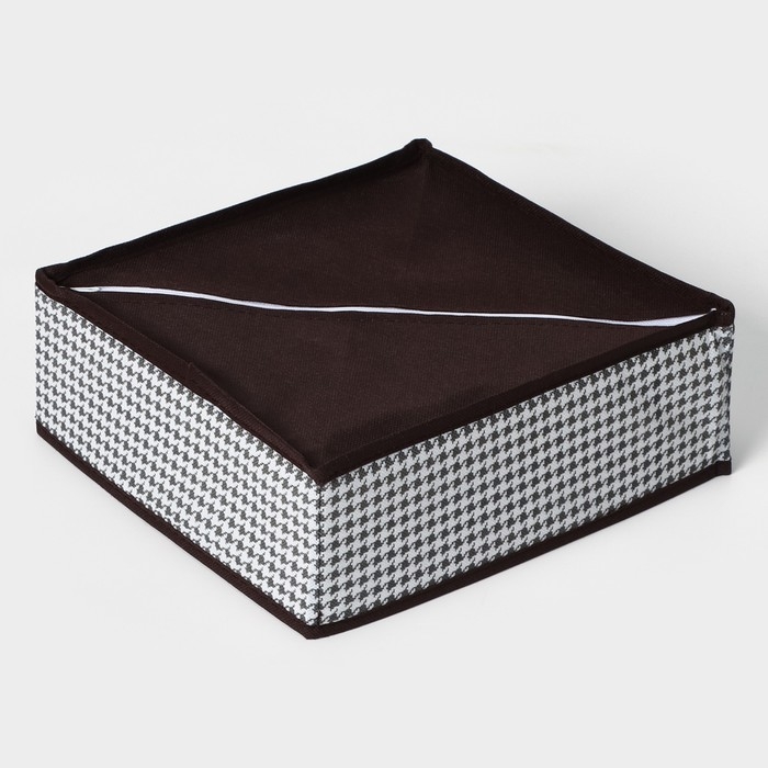 Органайзер для хранения белья Доляна «Вилли», 16 ячеек, 27×25×10 см, цвет бело-коричневый Органайзер для хранения белья Доляна «Вилли», 16 ячеек, 27×25×10 см, цвет бело-коричневый