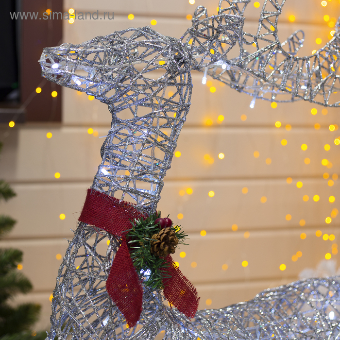 Светодиодная фигура «Олень серебристый» 70 × 120 × 30 см, металл, 220 В, свечение белое Светодиодная фигура «Олень серебристый» 70 × 120 × 30 см, металл, 220 В, свечение белое