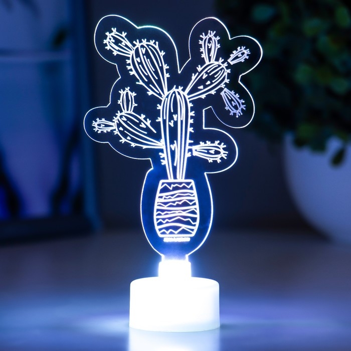 Светильник  Светильник "Кактус" LED RGB 6 цветов от батареек LR1130, 3шт 7х10,5 см RISALUX