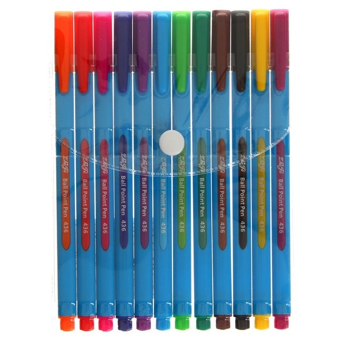 Набор ручек шариковых 12 цветов, корпус треугольный, блистер Набор ручек шариковых 12 цветов, корпус треугольный, блистер