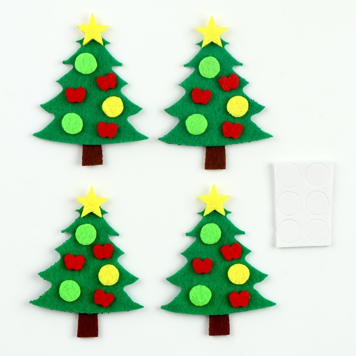 Новый год! Набор фетровых деталей для декора «Ёлочки» набор 4 шт., размер 1 шт. — 6 × 2 см, двусторонний скотч Новый год! Набор фетровых деталей для декора «Ёлочки» набор 4 шт., размер 1 шт. — 6 × 2 см, двусторонний скотч