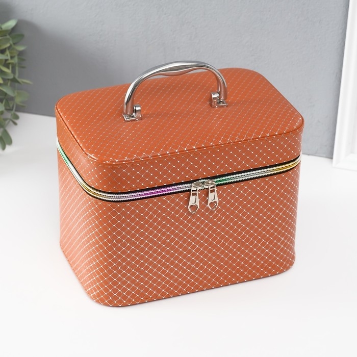 Шкатулка кожзам с зеркалом Шкатулка кожзам с зеркалом "Ромбы" охра набор 3 шт 19х10,5х10,5 21х13х14 15х23х17 см