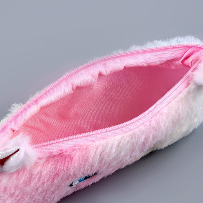 Пенал школьный мягкий «Котик», 20 × 10 см, плюш, белый цвет Пенал школьный мягкий «Котик», 20 × 10 см, плюш, белый цвет