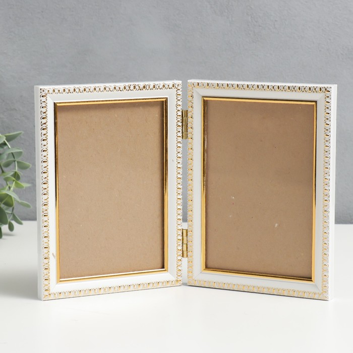 Фоторамка пластик двойная 10х15 см белый Фоторамка пластик двойная 10х15 см белый